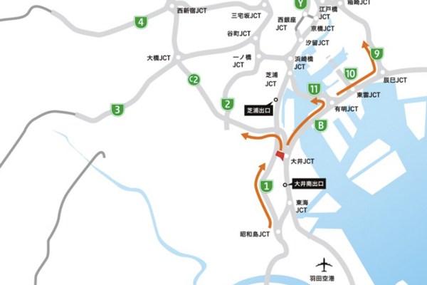 首都高、湾岸線から羽田線への大井JCTが長期間通行止めに　6月8日から3年以上