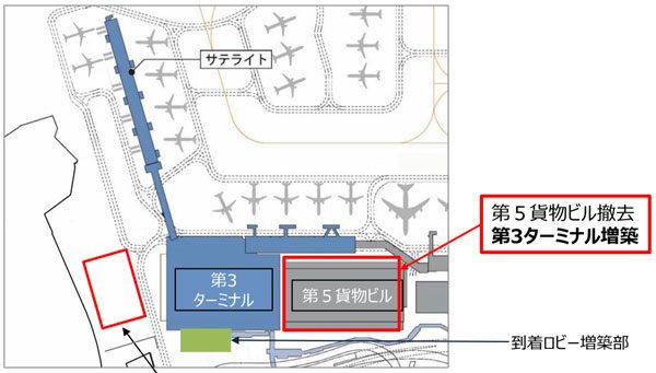 成田国際空港、第3ターミナルを増築　隣接する貨物ビルを撤去