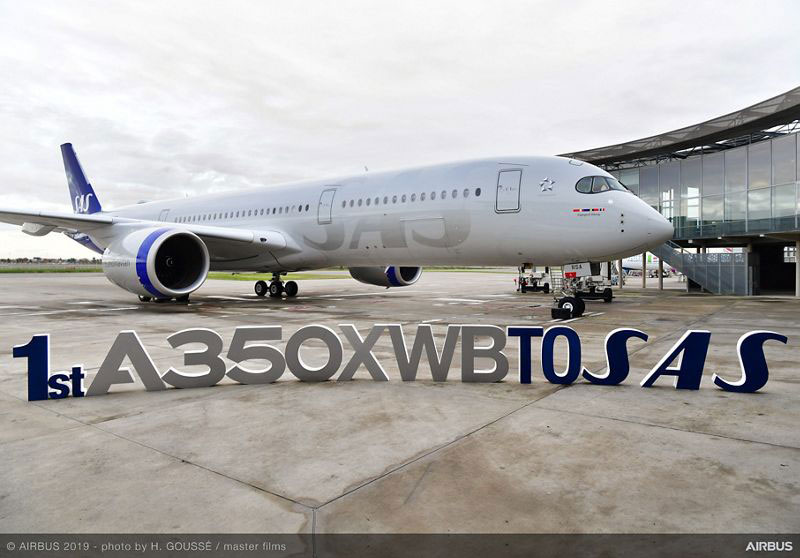 スカンジナビア航空、エアバスA350-900型機を初受領　日本には来年6月飛来へ