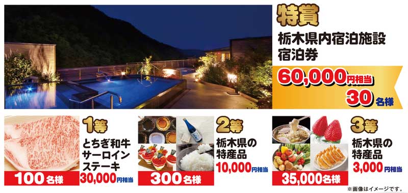 栃木県、観光宿泊客の誘客キャンペーン延長　総額1.5億円相当の特産品プレゼント