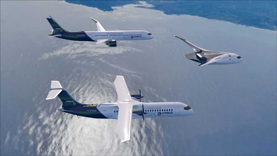 エアバス、ゼロエミッション旅客機「ZEROe」のコンセプト機を3種類発表