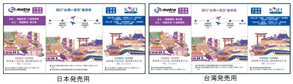 京成スカイライナーと台北メトロの乗車券がセットになった「旅行”台湾↔東京”乗車券」、11月23日発売