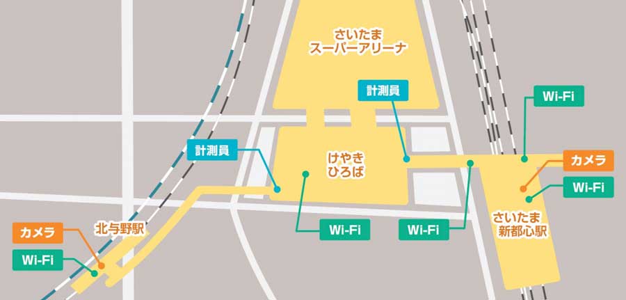 JR東日本ら4社、さいたまスーパーアリーナ周辺で混雑状況を計測　駅混雑緩和に狙い実証実験