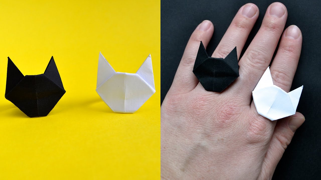 折り紙で作る猫顔の指輪 黒でも白でも15ステップで Starthome
